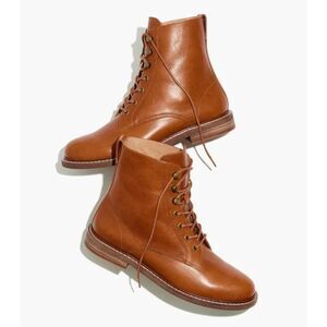 Madewell The Kellie Lace-Up Leather Boot - Dried Maple 9